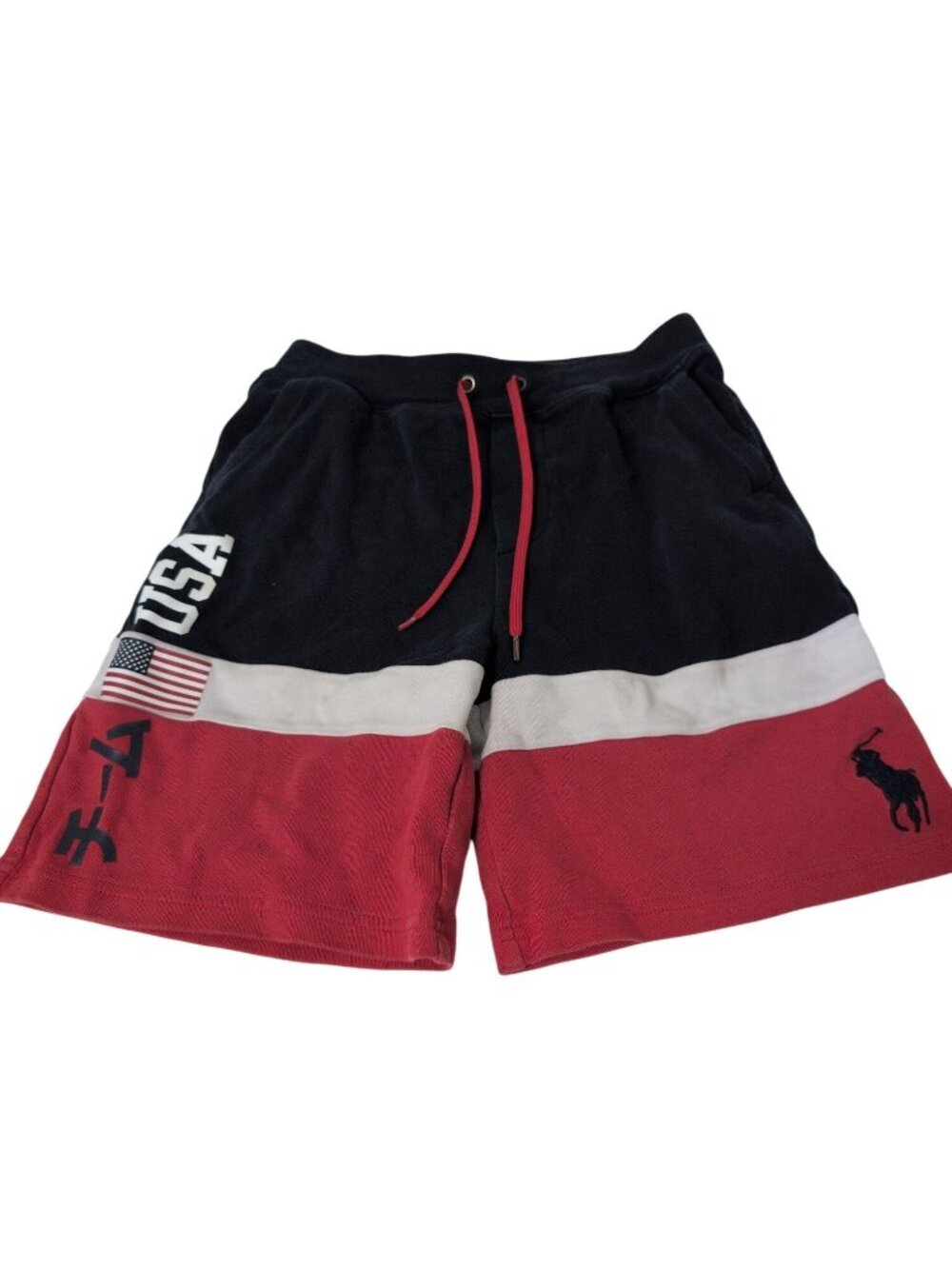 Polo Ralph Lauren Team USA Sweat Shorts Boys Size Medium Katakana Cotton Stripe